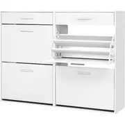 36 Pairs Shoe Cabinet Rack Organisers Storage Shelf Drawer Cupboard White
