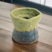 Slab Built French Inspired Vase Decorated In Wacky Wombat Glaze By TMC Pottery