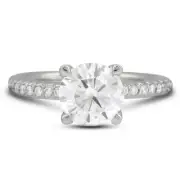 3.49ct F SI1 Round Earth Mined Certified Diamonds White Gold Classic Accent Ring