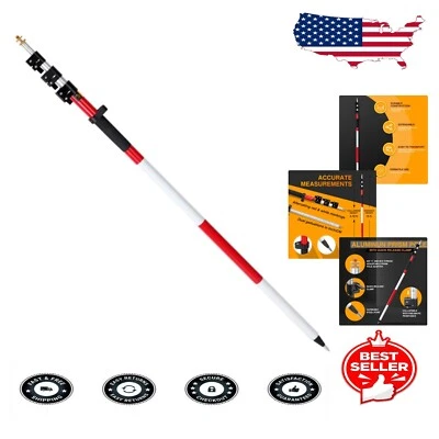 Aluminum Prism Pole 4.6M Dual Scale with Quick Release Clamp & Carrying Bag