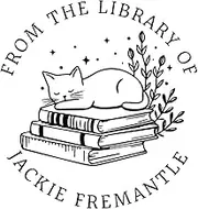Custom Library Book Embosser Personalised with Name Stamp | Readers Lover Gift (Cat Sleeping Books)