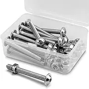 (16 pcs) M6 x 50mm Hex Socket Screws with Flange and Nuts Set 304 Stainless Steel Pan Head Screws