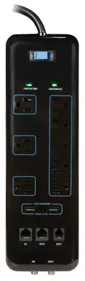 NEW POWER ZONE 8168015 MULTI MEDIA 8 OUTLET 6 FOOT POWER STRIP SURGE PROTECTOR