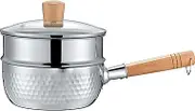 TANFEI Stainless Steel Yukihira Pan, Food Grade 304 Stainless Steel Saucepan, Milk Sauce Pan, Japanese Yukihira Pot with Steamer and Lid (18cm)