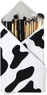 [Glugahrif] Flat Makeup Bag, Makeup Bag Cute | Folding Makeup Bag Made of Wrap | Multifunctional Camera Wrap Toiletry Bag Makeup Storage Organiser for Women and Girls, Cow Pattern, see description, See