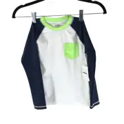 J.Crew CrewCuts Boys Kids Long Sleeve Colorblock Rash Guard White Blue XS