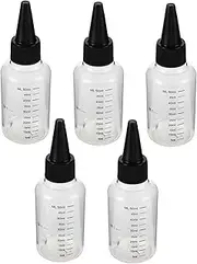 LALAFINA 5pcs Graduated Scale Plastic Squeeze Bottles - Transparent Plastic Squeeze Bottles with Nozzle Cap Hair Oil Applicator Accessories