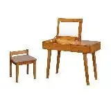MUNA 家居 日式風情雲杉檜木色3.3尺化妝台含椅(鏡台 化妝台 收納 化妝椅)