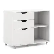 Costway 3 Drawer Mobile Filing Cabinet Rolling File Cabinet Storage Cabinet Home Office White
