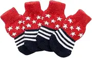 FONDOTIN Pet Socks 4pcs/Pair Warm Cotton for Poodle Star Pattern Comfortable for Winter Non-Slip Dog Socks