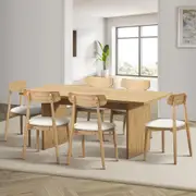 Oikiture 1.8m Dining Table and Chairs Wooden Furniture Set of 7 Kitchen Resturante