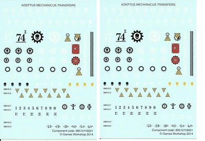 Warhammer 40k Adeptus Mechanicus transfer sheet - 2 SHEETS