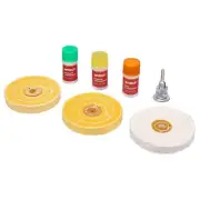 7PC METAL CLEANING POLISHING BUFFING WHEEL KIT + COMPOUND BLOCKS FITS DRILL NEW