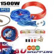 1500W Car Amplifier Subwoofer Amp Wiring Kit Audio Sub RCA Power Cable AGU FUSE