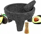 New Molcajete 9” Mortar & Pestle Salsera Salsa Guacamole Tejolote Lavastone...