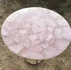 18" Round Rose Quartz Center Table Crystal Stone Conference Meeting Furniture