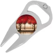 Red Trees Golf Ball Marker Divot Repair Tool Bottle Opener