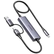 UGREEN 2 in 1 USB C 4K Video Capture Card Aluminum PD 100W Charge, 2K 30FPS 1080P 60FPS HD Compatible with Type-C Phone/Tablet/Laptop Switch Steam Deck for Gaming Live Streaming