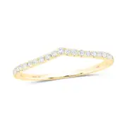 14kt Yellow Gold Womens Round Diamond Chevron Stackable Band Ring 1/6 Cttw