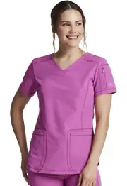 Techno Pink Dickies Scrubs Dynamix V Neck Top DK730 TEPK