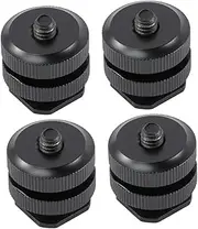 TEHAUX 4Pcs Hot Shoe Adapter Aluminum Alloy Tripod Mount Dual Screw Compatible with DSLR LED Lights Microphones Convenient Photography Accessory