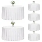 120 Inch White Round Tablecloth, 6 Pack Round Table Cloth Polyester Fabric Wa...