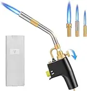 Trsaow MAPP Propane Blow Torch,Gas Torch with 3 Nozzles Heavy Duty CGA600 MAP/Propane TUV Certified for Welding and Barbecue Adjustable Flame Safety Lock