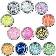 12 Colors Shiny Mylar Sheets, Beauties Factory Irregular Shape Thin Glass Paper Decorations