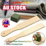 1set Wood Dual Sided Leather Buffing Blade Strop Razor Sharpener Polishing 6J