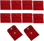 Esforzarse 10 Pcs Jewellery Pouches, Soft Velvet Gift Bags, Velvet Small Pouch With Snap Button, Jewelry Pouch Bags Velvet Jewelry Bags With Snap Button For Small Jewelry Travel(Red, 7 × 7 cm)