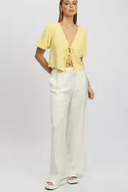 White Wide Leg Pants Elasticated Waist - Size 16XL, Women's Wide Leg Pants