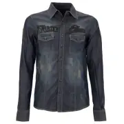 Philipp Plein Denim Jeans Skull 48 Patch Marlon Shirt Blue XS 38 13519