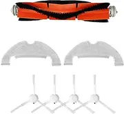 Replacement Parts Compatible with Dreametech D10 Plus Robot Vacuum Cleaner, 1 Main Brush,4 Side Brushes, 2 Mop Pads