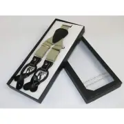 ELEGANT Suspenders Clip on and Button Option for Slacks or Suit Pants Tan Khaki