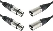 2 Pack 10m Balanced Microphone Cables XLR Male to Female Mic Lead MC9111.10m.2pk
