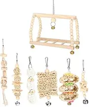 Parrot Toy Set Swing Bells Wooden Bridge Chewing Parts Pet Fun Exercise Environment