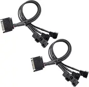 tunghey 2Pack SATA to 4 Fan Splitter Adapter Cable 4 Way Sleeved Braided Y Splitter Computer case PC 3/4 pin Fan Extension Power Cable SATA to Fan Converter 27cm (1to4)