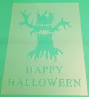 SCARY TREE Stencil Haunted Dead Happy Halloween 8.5" x 11" Plastic Sheet BK83