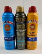 3 Pack Gold Bond TALC Powder Spray FRESH Nightfall Scent 7 oz Body Foot