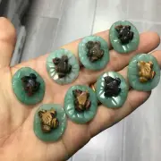 5pcs Natural Tiger's eye jasper quartz Carved crystal Frog skull reiki healing