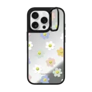 iPhone 16 Pro Mirror Ring Stand Case MagSafe Compatible Happy Daisies