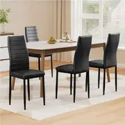 Artiss Dining Chairs Set of 4 Leather Channel Tufted Black