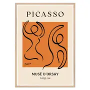 Picasso's Minimalist Line Art Print - Elegant 1956 Musee d'Orsay Artwork, Wood Frame, A2 42 x 60cm (16 x 24inch)