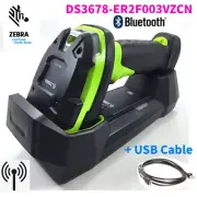 Zebra DS3678-ER Ultra-Rugged Cordless Bluetooth 2D Barcode Scanner Cradle Cable