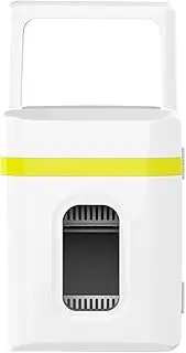Mini Refrigerator, 10 Liter/10 Cans Skincare Refrigerators For Bedroom 220v AC/12v DC Portable Thermoelectric Cooler And Warmer Small Refrigerators For Office And Car,Yellow