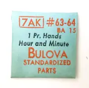 Bulova New 7AK BA15 Vintage Hour & Minute Watch Hands #63-64 NOS Sealed Package