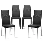 Costway 4x Dining Chairs PVC Leather Seat Home Kitchen Black