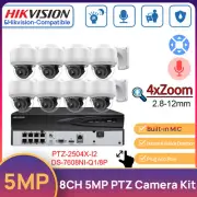Hikvision 8CH NVR DS-7608NI-Q1/8P 5MP 4xZoom PTZ Camera MIC POE Security System