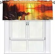 LHBWCVN Sunset Scenery Valances for Windows, Rod Pocket Window Treatment Drapes Farmhouse Kitchen Curtains Short Blackout Window Curtains for Living Room Bedroom Decor 54x18 Inch