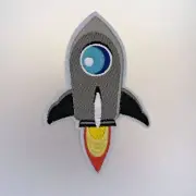 Big Rocket Patch - Iron On Badge Embroidered Motif Applique - Spaceship